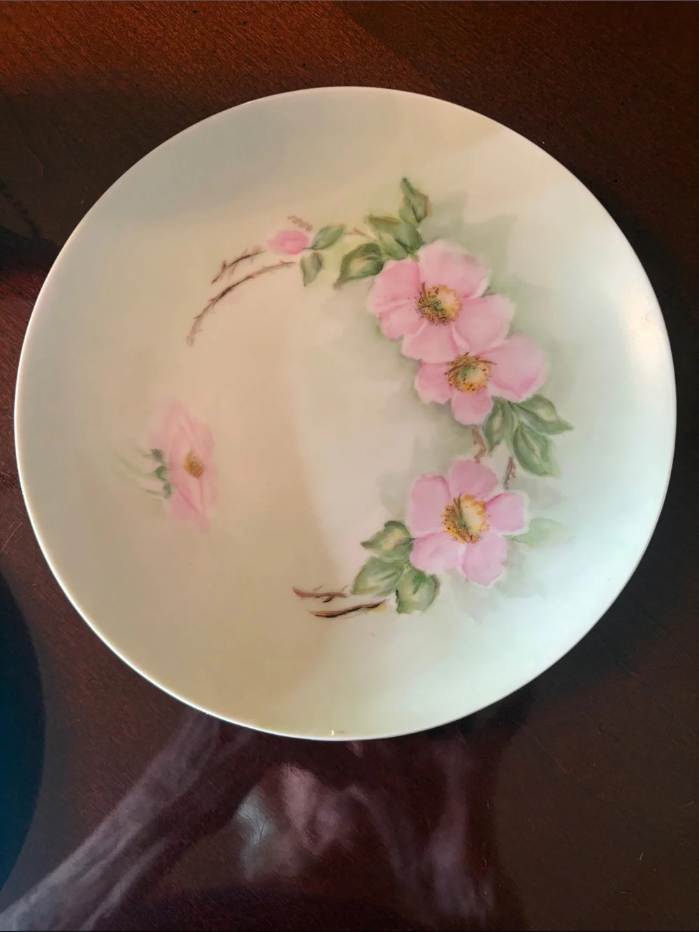 Vintage Hand-Painted Pink Floral 7 3/4”Porcelain Dessert Plates - Set of 4